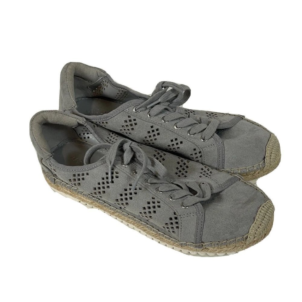 Marc Fisher Womens Lace Up Baila Espadrille Shoes Gray 6.5 M‎ Perforated A303051